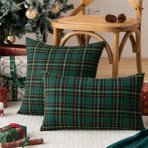 Sofa Christmas Red Plaid Polyester Cotton Pillowcase Modern Style Pillow Cushion Cover