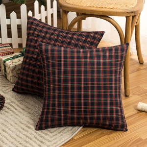 Sofa Christmas Red Plaid Polyester Cotton Pillowcase Modern Style Pillow Cushion Cover