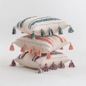 Tufted Pillowcase Boho Ethnic Indian Cushion Cover