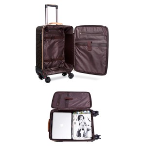 Hot Sale Luxury Soft Side Travel Suitcase Set Customized Logo Spinner Luggage Trolley Bags Four Wheel Aluminium Handle Briefcase