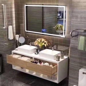 LED smart mirror modern hotel home wash wooden cabinet bathroom equipment
