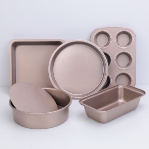 Custom Nonstick Bakeware Set Chamnpage Gold Carbon Steel 5 Pieces Cake Pan for Non Stick Baking