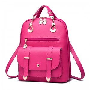 In Stock Candy Color Women PU Leather School Bags Fashion Girls Leisure Travel Shoulder Bag