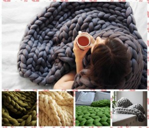 Home 39 x 47 Thick Yarn Merino Wool Cable Knitted Heavy Throw Weighted Blanket Chunky Knit Blanket