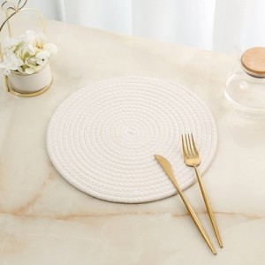 Handmade Cotton Woven Placemats Round Insulation Pads Place Mats Dining Table