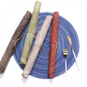 Round Cotton Dining Table Place Mats Anti-slip Woven Braided Placemat