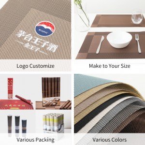 Household Heat Insulation Washable Vinyl Woven Crossweave Placemat PVC Table Mat Place Mat Set