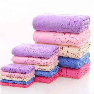 Microfiber Square Towel Bath Towel 3pcs Bunny Cartoon Print Beach Towel Set