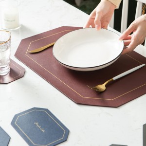 Cheap place mat Custom color Octagonal placemat leather table place mats