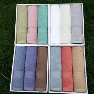 China Manufacturers Wholesale Good quality Cheap price super soft pure color luxury towels bath 100% cotton gift set